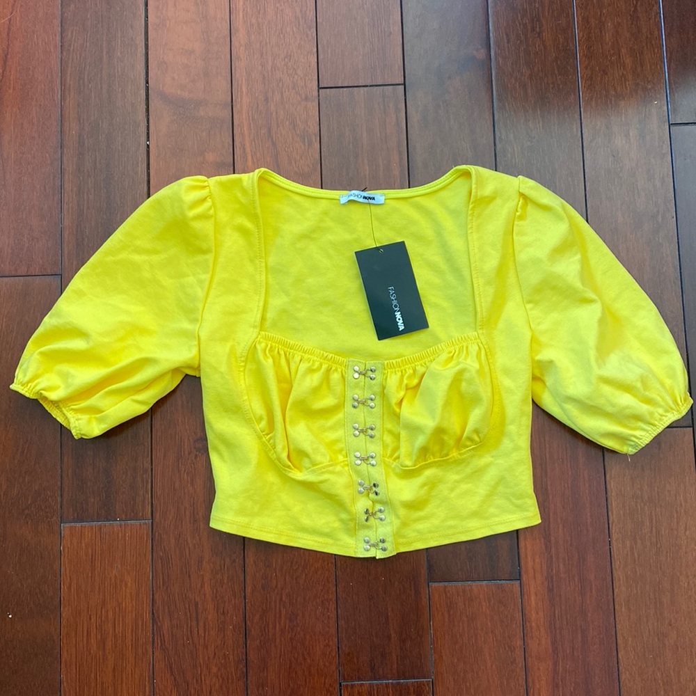 Yellow Milkmaid Fashion Nova Cropped Top
